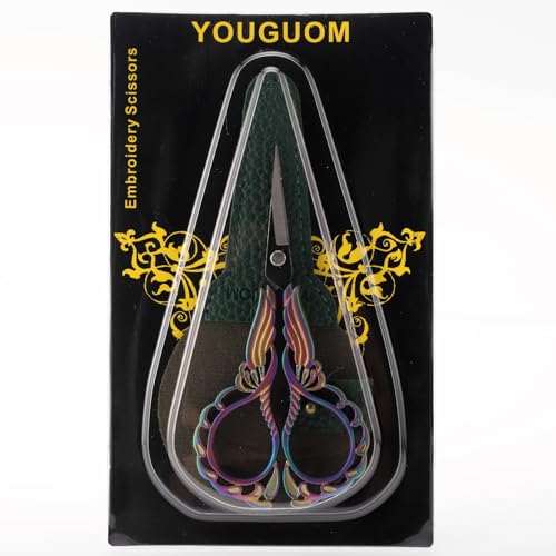 YOUGUOM Embroidery Scissors with Cover, Sewing Crafting Shears - color: Rainbow