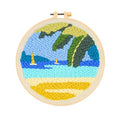 Coconut Palm Tree & Sailboat Punch Needle Kit, 8 Inch, Beginner DIY Craft - color: SUN-COCO