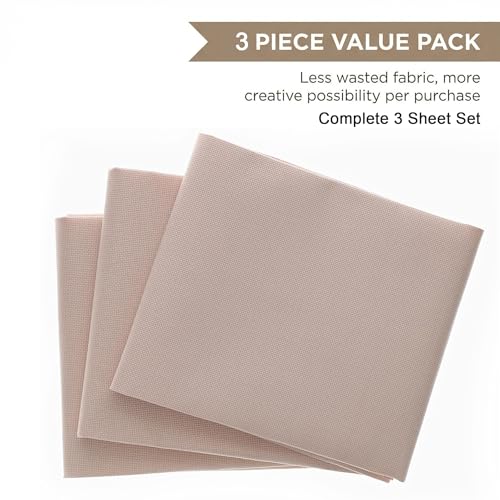 Essentials By Leisure Arts Aida Cloth 18 Count, 30"x36", Taupe Cotton Cross Stitch Fabric, 3 pc, Even-Weave Mesh for Embroidery, Needlepoint & Needlework Projects