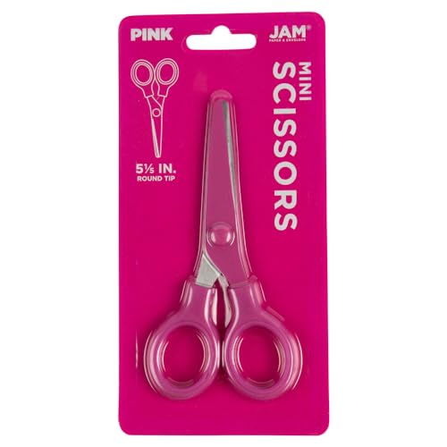 JAM PAPER Multi-Purpose Mini Scissors - 5 Inch - Pink - Soft Grip & Stainless Steel Precision Blades - Sold Individually - color: Pink, size: Mini (5 Inch)