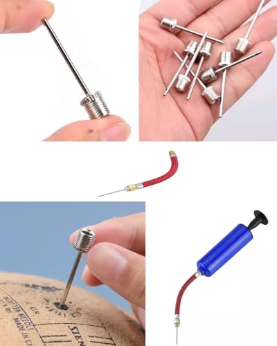 Ball Pump Needles,Air Pump Needles for Balls with Storage Case, Compatible with Hand Pump and Electric Pump, Stainless Steel Silver+Gold 10Pack