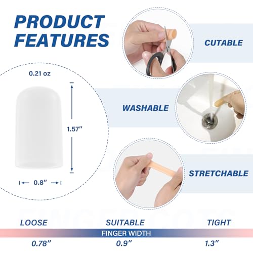 Gel Finger Cots Protectors, Silicone Covers, Bandages, Caps & Sleeve, Clear - color: Clear, size: L(10)