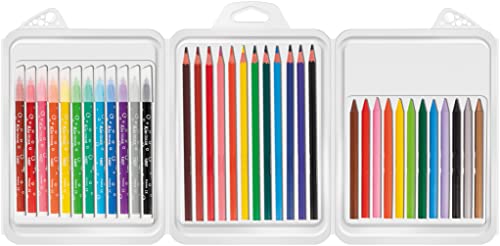 BIC Kids Colouring Kit for Children - 8 Felt-Tip Pens / 8 Coloured Pencils / 12 Chalks/Plastic Case of 36