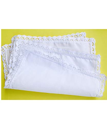 6 Pack of Ladies Embroidery Cotton Handkerchiefs Lace Wedding Hankies - color: A