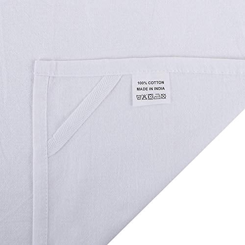 DG Collections 100% Cotton Flour Sack Towels – 12 Pack, 27x27 Inches, White, Lint-Free, Pre-Washed, Hemmed Edges – Reusable Kitchen Towels for Cleaning, Embroidery, Printing & Crafts - White - color: White, size: Set of 12 (27x27 inches)