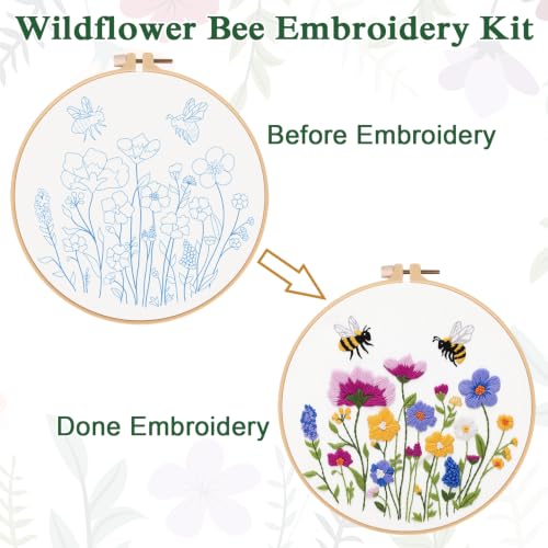 Louise Maelys Embroidery Kit for Beginners, Wildflower Bee Embroidery Kit - color: Wildflower Bee
