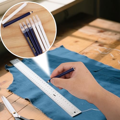 BOXOB 8pcs Tailors Fabric Pencil for Sewing Marking (Blue & White) - color: Blue,White