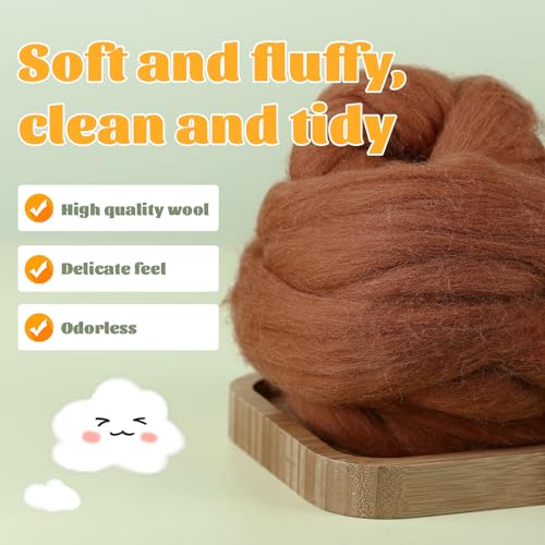 3.53oz Needle Felting Wool Roving Wool for Felting Wool Felting Supplies - color: dark coffee