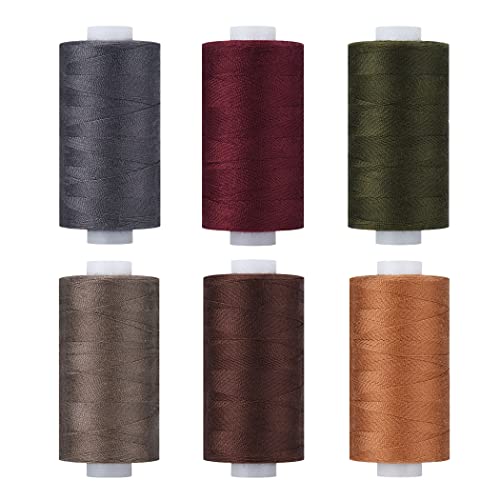 Simthread All Purpose Thread Polyester 6 Dark Colors, 400 Yards Each for Hand Sewing, and Thread for Quilting Piecing Sewing Machines - color: 6 Black Colors