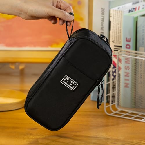 CICIMELON Large Pencil Case Big Storage Pen Pouch Bag with Compartment for School Supplies Office College Teen Boys Girls Adults, Upgraded Black - color: Upgraded Black