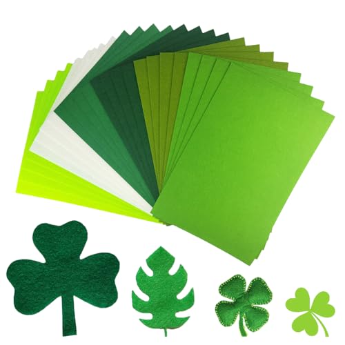 24 Pcs Felt Fabric Sheets, 8 Inch X 12 Inch St. Patrick's Day Green Craft Felt 1mm Thick A4 Stiff Felt Sheets for DIY Supplies(Green Series) - color: Green Series