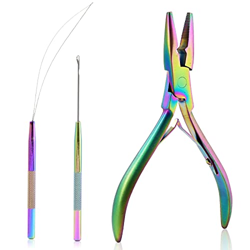 NEWISHTOOL Micro Links Hair Extensions Kit, Hair Extension Pliers for Beads - color: Rainbow