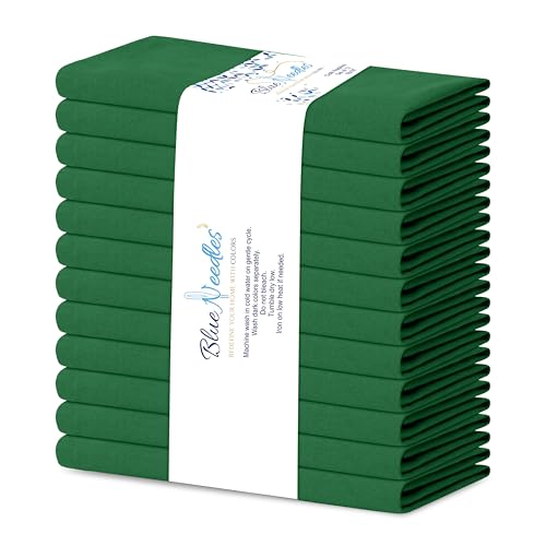 Blue Needles Solid Cloth Napkins 100% Cotton Set of 12-18 x 18 Inches - color: St Patrick's Green, size: 18" x 18" (Set of 12)