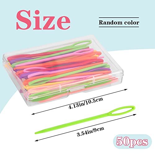 LUNARM 50PCS Plastic Needles for Yarn Large Eye Sewing Needles - size: 3.54 inches