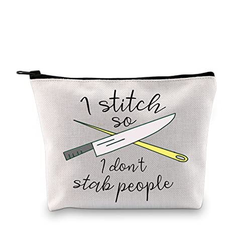 GJTIM Needleworker Gift Cross Stitch Project Bag - I Stitch So I Don't Stab People Sewing Project Bag for Cross Stitch Lover - color: Stab People Bag