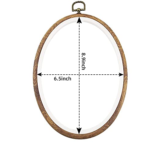 9'' Oval Embroidery Hoops - guofa 5PCS Decorative Cross Stitch Hoop Set, Imitated Wood Embroidery Frame Circle Hanging Arts Ornament (9in-5pcs) - style: 9.5"L x 7.1"W