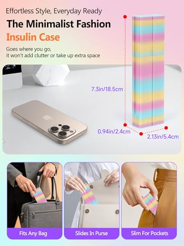 Leng Ke Insulin Cooler Travel Case - Insulin Pens Holder Compatible with Ozempic Pen Fridge Travel Case, Diabetic Pen Storage for Insulin Pens & Needles,Compact & Leak-Proof (Random Color) - color: Rainbow