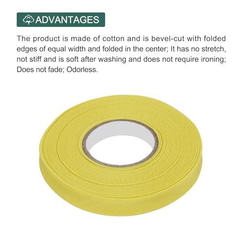 MECCANIXITY 1/2 Inch Double Fold Bias Tape Polyester Continuous Bulk Bias Tape for Sewing, Seaming Quilting Hemming Binding Crafts (Gold 6 Yards) - color: Gold, size: 1/2 Inch x 6 Yards