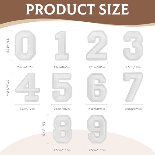 50 Pcs Iron on Numbers Patches for Fabric Tote Bags Hats Clothing White - color: White, size: Numbers Only