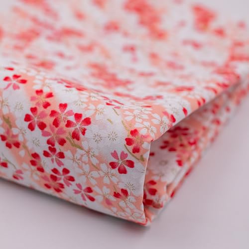 Cherry Blossom Fabric,160 GSM Japanese Cotton Fabric Gold Hot Stamping,59 Inches Wide for Sewing Clothing Bag Tablecloth Sofa Pillow DIY Craft (2 Yard pre Cut) - color: Cherry Blossom, size: 2 yard