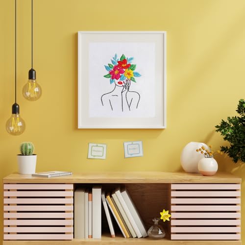 Louise Maelys Flower Woman Embroidery Kit for Beginners DIY Gift Set - color: woman flower