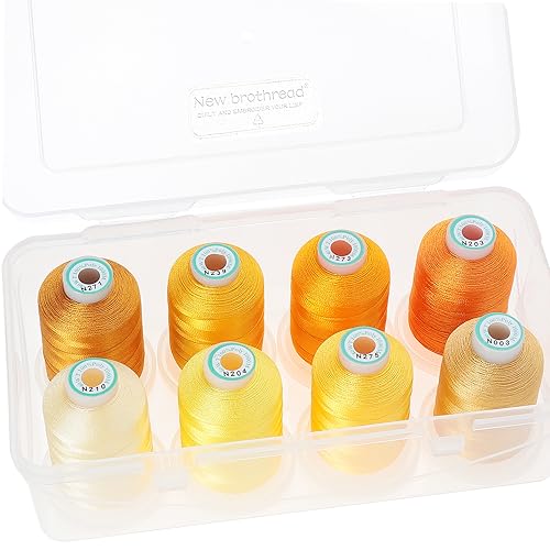 New brothread 8 Spools Embroidery Machine Thread with Box -Different Yellow - color: Differ Yellow