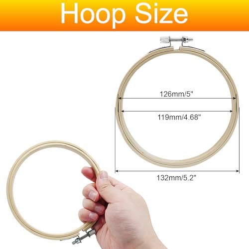 Biaungdo 6 Pieces 5 Inch Round Wood Embroidery Hoops - style: 5 inch