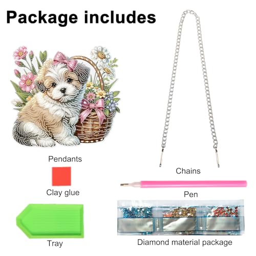 JISHSHAY Diamond Painting Hanging Pendant Dog Diamond Art Hanging Ornament Animal Gem Art Pendant Gem Painting Wind Chimes Mosaic Kits for Adults Windchimes Embroidery Suncatchers Sun Catchers - color: Dog