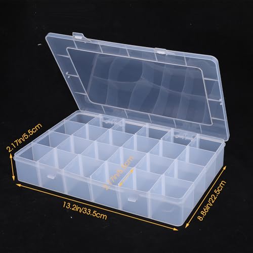Molain 24 Grids Large Plastic Organizer Box, Clear Storage Box, for Jewelry
