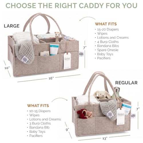 Parker Baby Co. Felt Diaper Caddy Organizer - Large, Oatmeal - color: Oatmeal (Heathered Brown), size: Large