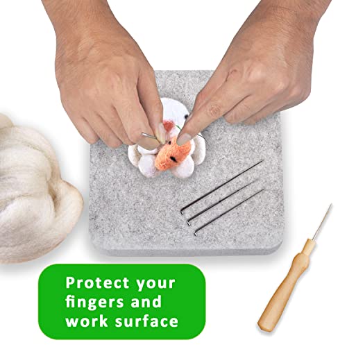 FCENDS Needle Felting Mat, 100% Natural Wool Needled Felting Pad, 6x6x1 inch Eco-Friendly Felting Block, Thick and Firm (6"x6") - size: 6"x6"