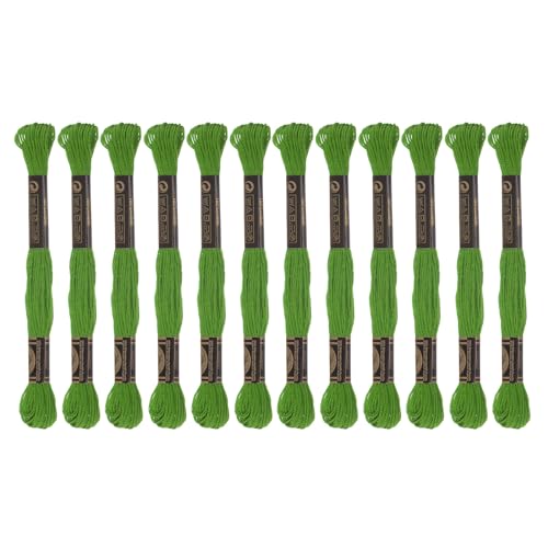 HARFINGTON 12 Skeins Embroidery Floss 8m Each Egyptian Long Fiber Cotton Cross Stitch Thread 26S/2x6 for Embroidery Projects Bracelet, Green - color: Green