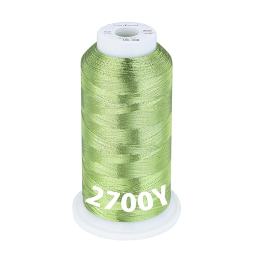 Simthread 2700 Yards Metallic Embroidery Machine Thread - Grass Green MS-006, 40wt High-Sheen King Spool, Smooth Running & Break Resistant for Commercial & Home Embroidery Machines - color: Grass Green MS-006