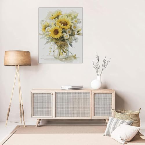 MYBISYMQQ Stamped Cross Stitch Kits - Flower Embroidery Starter Kit for Adult Beginners, Cross Stitch Kits Embroidery Kit Arts and Crafts for Beginners,Crafts for Home Wall Decor 15.7x11.8 inches - color: D063