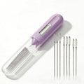 5-in-1 Automatic Needle Threader Kit with Seam Ripper, Magnetic Needle Minder, Thimble & 8 Large-Eye Needles – Portable for Embroidery, Cross Stitch, Repairs, Travel (Purple) - color: Purple