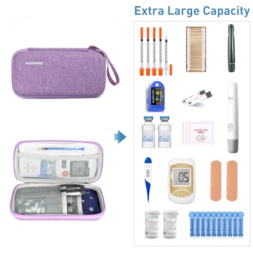 suzamed Insulin Cooler Travel Case, 2x150g Ice Pack TSA Approved, Purple - color: Purple