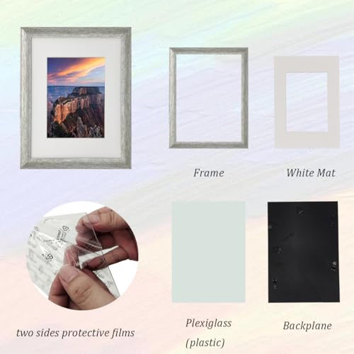 A5 Gallery Picture frames with A6 mat,Freestanding and Wall Mountable Photo Frame,Silver - color: Silver, size: 6x8