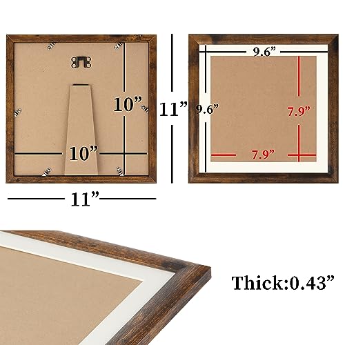 AEVETE Picture Frame 10x10 Dark Brown Photo Frames Rustic for Wall and Desk - color: Rustic Brown, size: 10x10