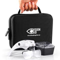 Vision Aid Magnifying Glasses with LED Light, 5 Lenses, Headband, Storage Case | Hands Free Lighted Head Mount Magnifier for Hobby Crafts Macular Degeneration Cross Stitch Diamond Painting Close Work - style: USB Rechargeable - Expert Set