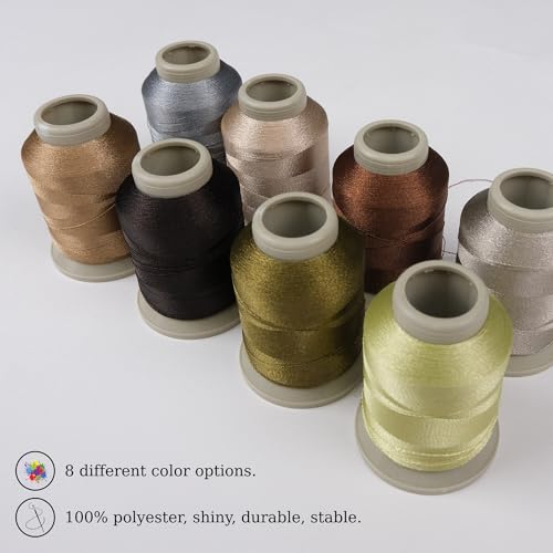 Mixed Color Embroidery Thread 8-Pack | 9256 | 8024 | 9067 | 9858 | 8143 | 111 | 8162 | 9933 | 15 Gr Polyester Embroidery Machine Thread (8, Brown) - color: Brown