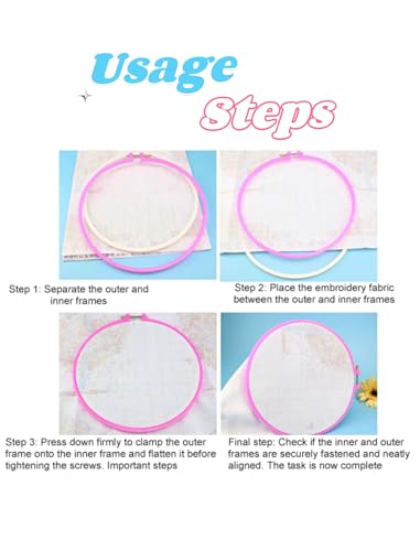 GLOGLOW 4in Cross Stitch Embroidery Circle, Plastic Embroidery Hoops - size: 4in