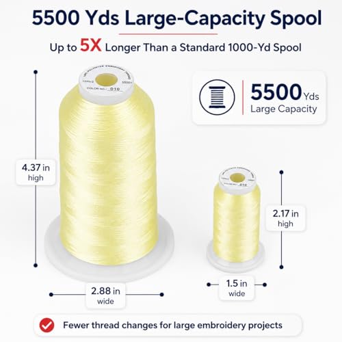 Simthread Embroidery Machine Thread 5000M 40WT Polyester, Cream Brown 010 - color: CreamBrown010