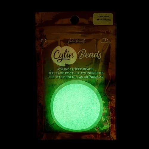 John Bead 25g Cylin Beads Turquoise Glow in Dark AB 11/0 Glass Cylindrical Seed Beads for Jewelry Bracelets Necklaces Earrings Making Embroidery - color: Turquoise Glow in Dark AB
