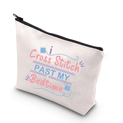 BDPWSS Cross Stitch Lover Gift Bag - Past My Bedtime Makeup & Craft Project Bag with Needleminder