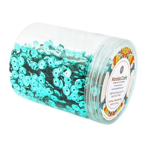 Mandala Crafts 6mm Cup Round Turquoise Sequins for Sewing Embroidery - color: Turquoise, size: 6mm Cup Sequins