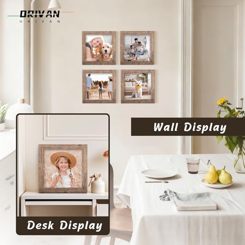 5x5 Picture Frame Wood Square Photo Frame Vintage Brown - color: Brown, size: 5x5