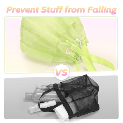 famichan Mesh Shower Caddy Portable with Drawstring, Dorm Room Essentials for College Students Girls & Boys, Large Shower Bag for Camping,Swimming,Gym,Travel,Bathroom - Green - color: GREEN