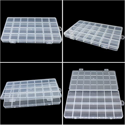 4Pack 28-Grid Clear Storage Boxes with Fixed Dividers for Beads - size: 4pcs 28 Grids