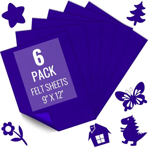 IONTACH 9" X 12" Soft Felt Sheets 1.6mm Thick (6 Packs, Royal Blue) - color: Royal Blue