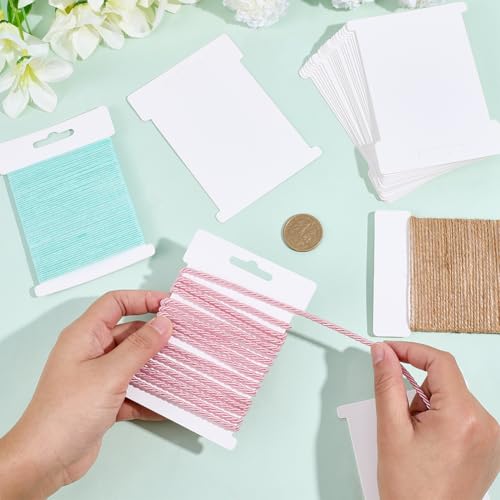 40Pcs White Embroidery Floss Cardboard Yarn Bobbins Organizer Paper Embroidery Cotton Thread Friendship Bracelet String Wrapping Cards Holder Bulk for Cross Stitch Thread Sewing Storage